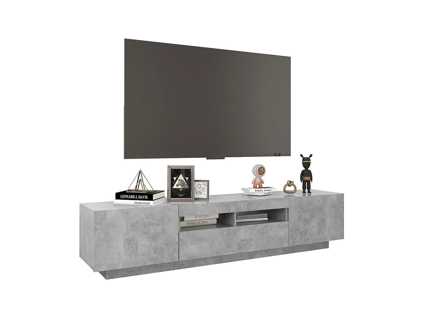 Wyandotte  Mueble para TV con luces LED gris hormigón 180x35x40 cm