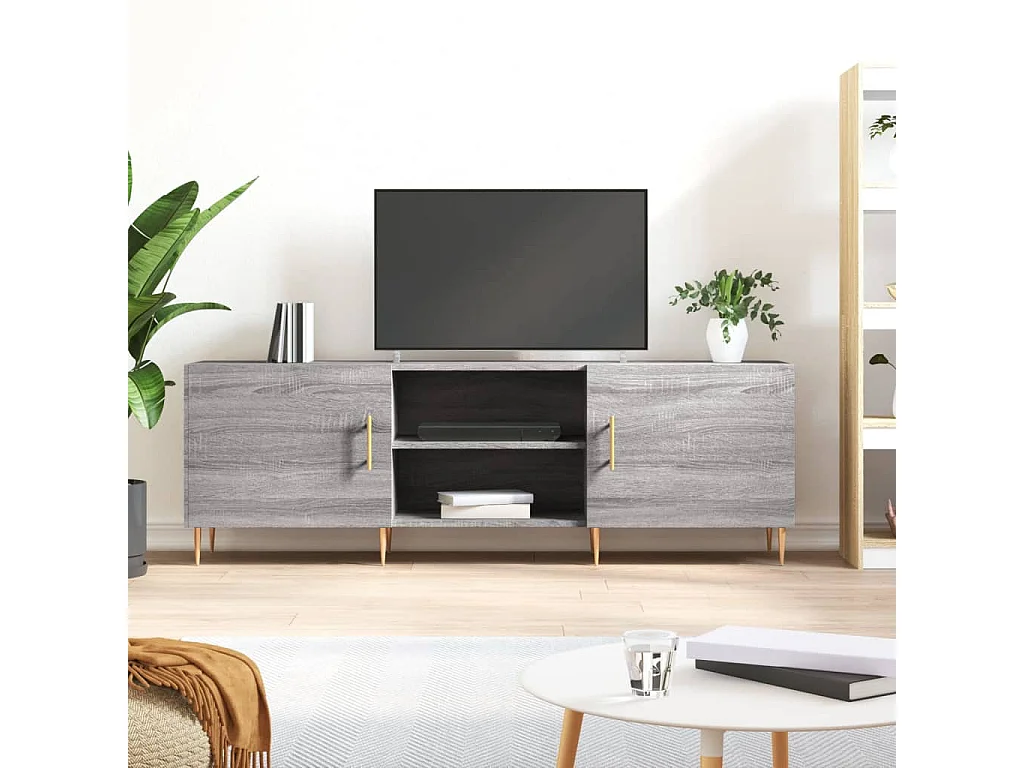 Hermanni  Tv-meubel 150x30x50 cm bewerkt hout grijs sonoma eikenkleurig