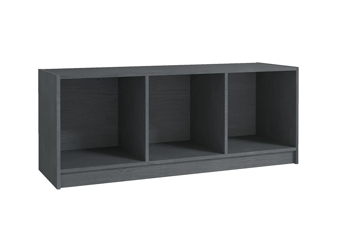 Qara  Meuble TV Gris 104x33x41 cm Bois de pin massif