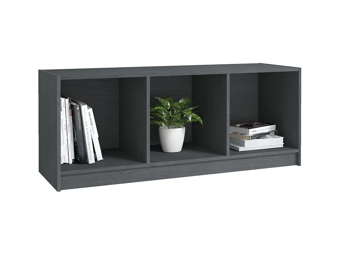 Qara  Meuble TV Gris 104x33x41 cm Bois de pin massif