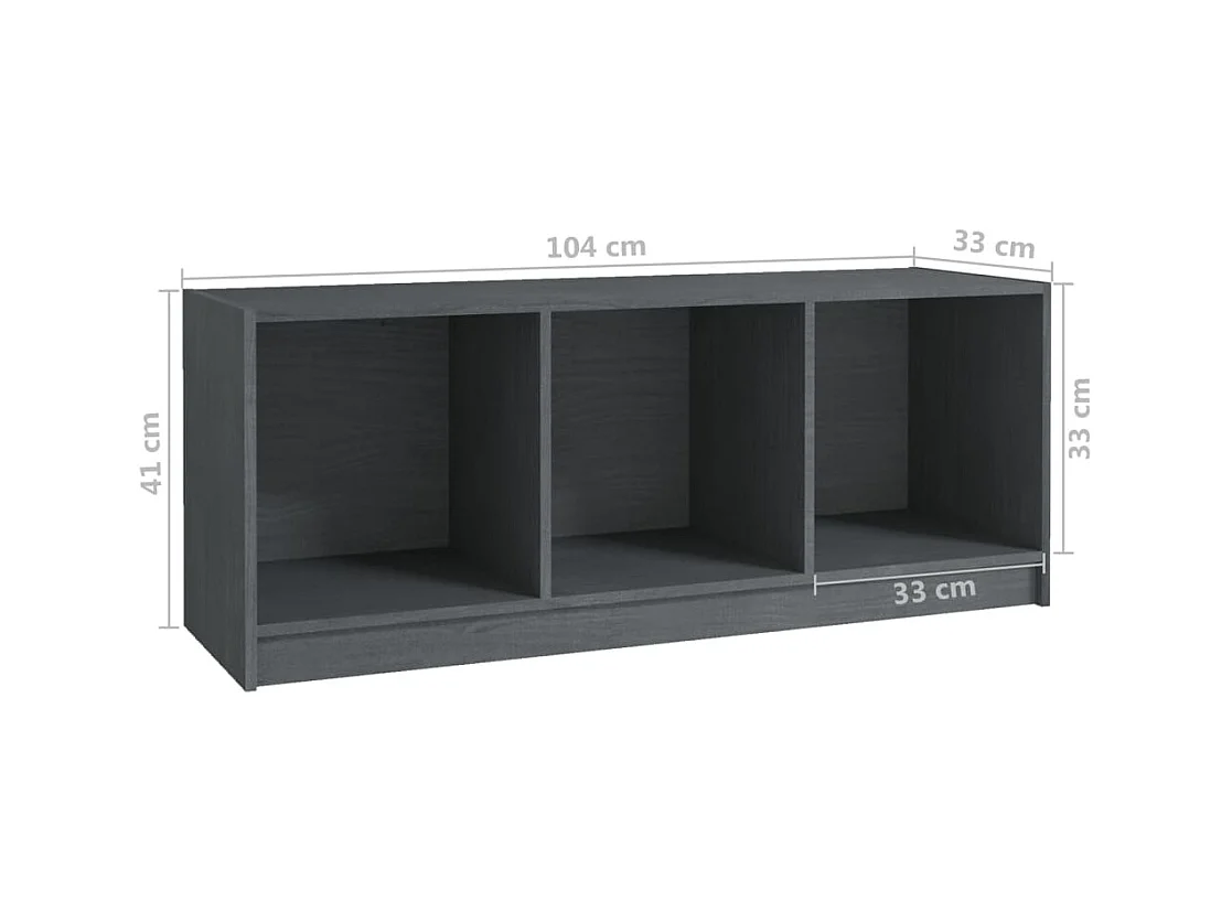 Qara  Meuble TV Gris 104x33x41 cm Bois de pin massif