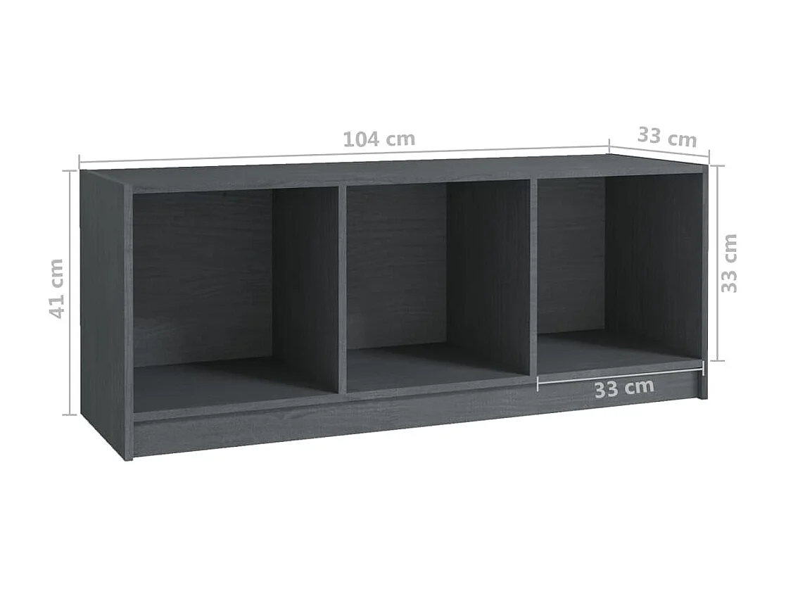 Qara  Mueble de TV madera maciza de pino gris 104x33x41 cm