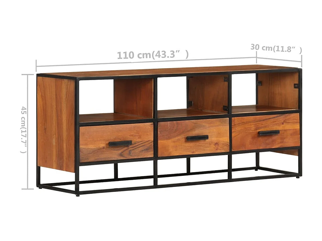 Luleå  Meuble TV 110x30x45 cm Bois d'acacia massif