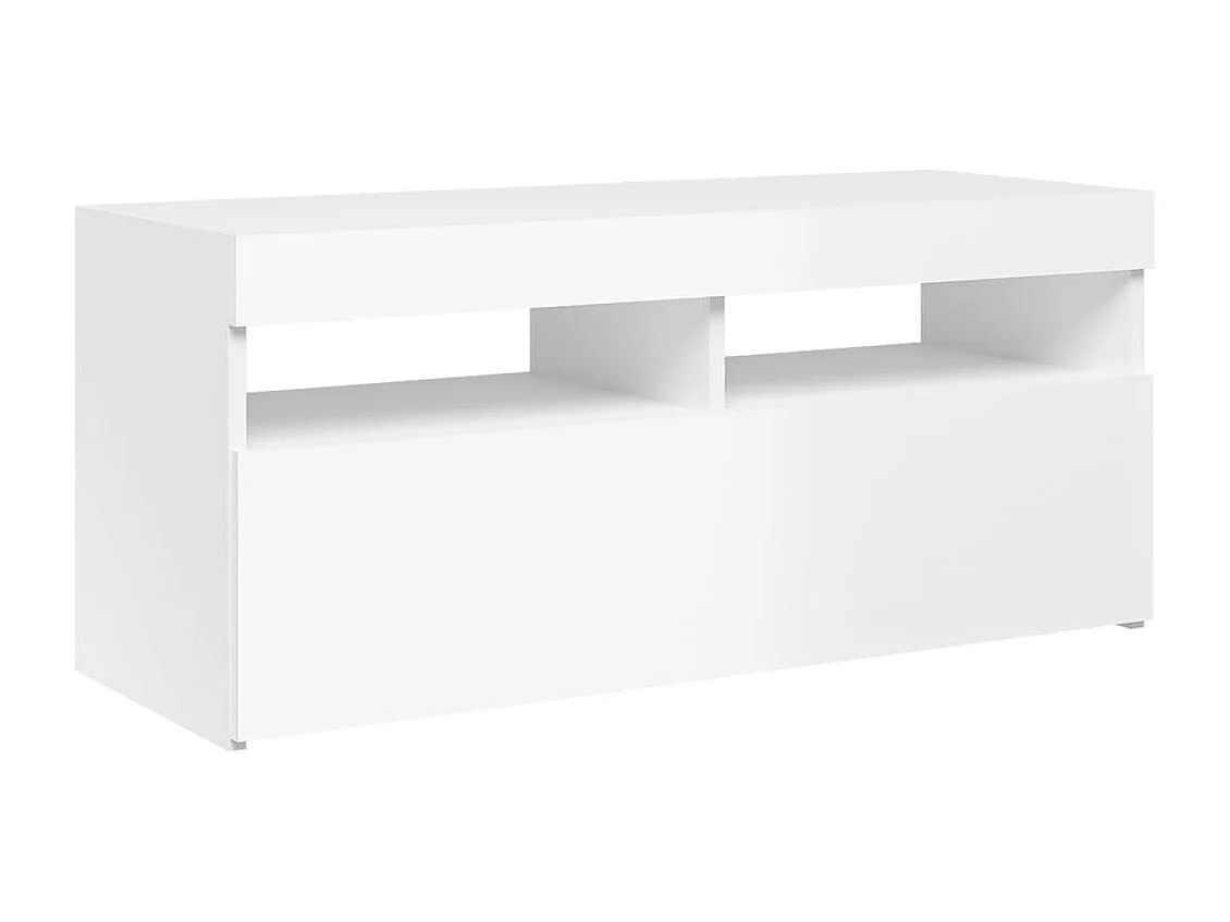 Ilion  Meuble TV avec lumières LED blanc brillant 90x35x40 cm