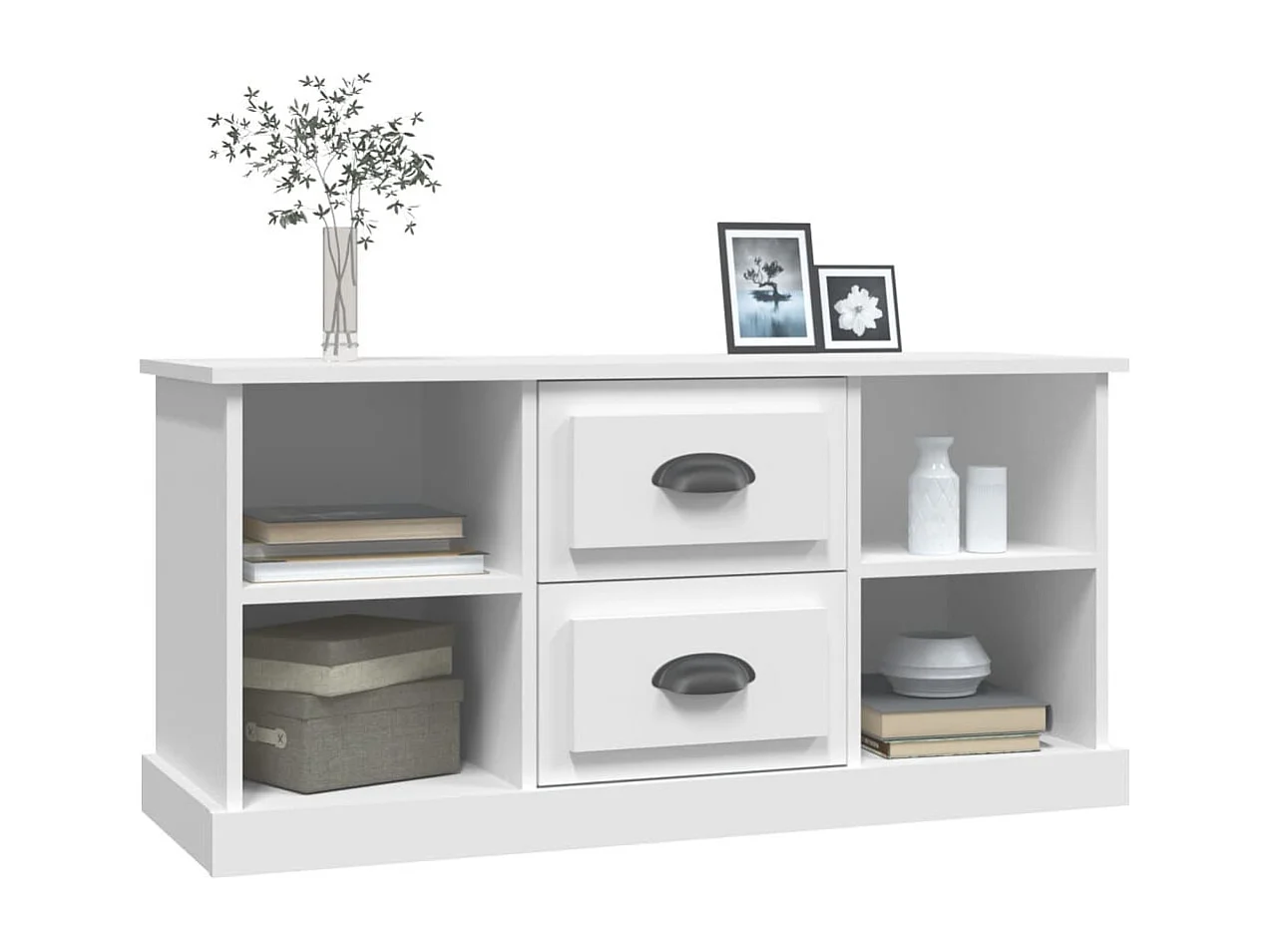 Dralinor  Meuble TV blanc 99,5x35,5x48 cm bois d'ingénierie