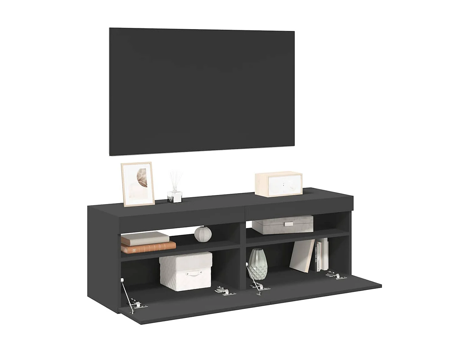 Ilion  Meubles TV avec lumières LED 2 pcs gris 60x35x40 cm