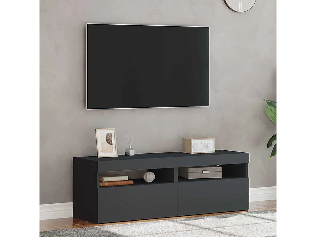 Ilion  Meubles TV avec lumières LED 2 pcs gris 60x35x40 cm