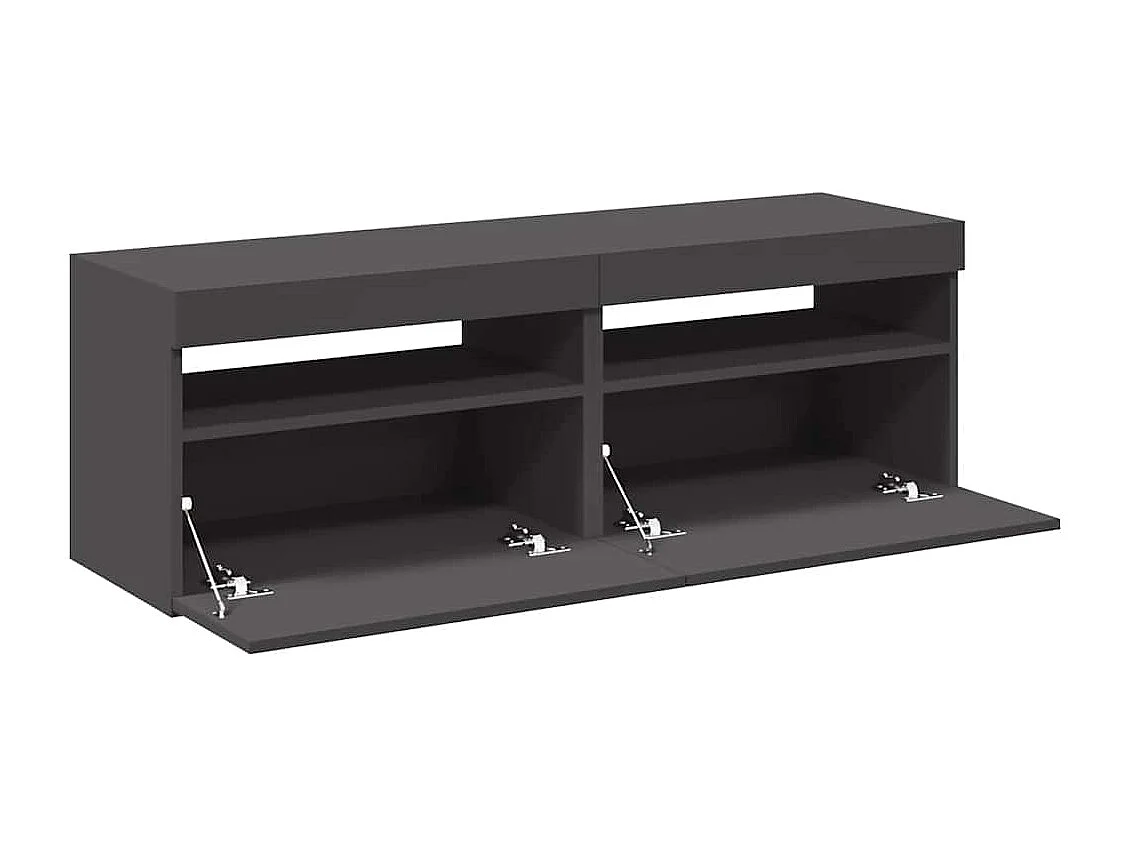 Ilion  Meubles TV avec lumières LED 2 pcs gris 60x35x40 cm