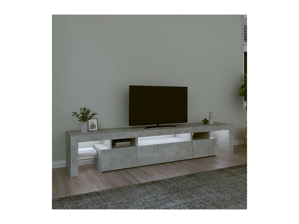 Tahlequah  Meuble TV avec lumières LED Gris béton 215x36,5x40 cm