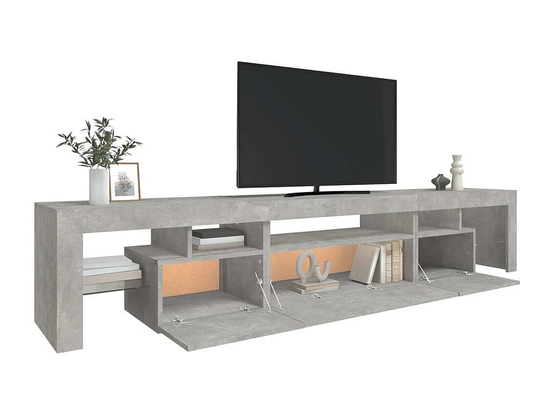 Tahlequah  Meuble TV avec lumières LED Gris béton 215x36,5x40 cm