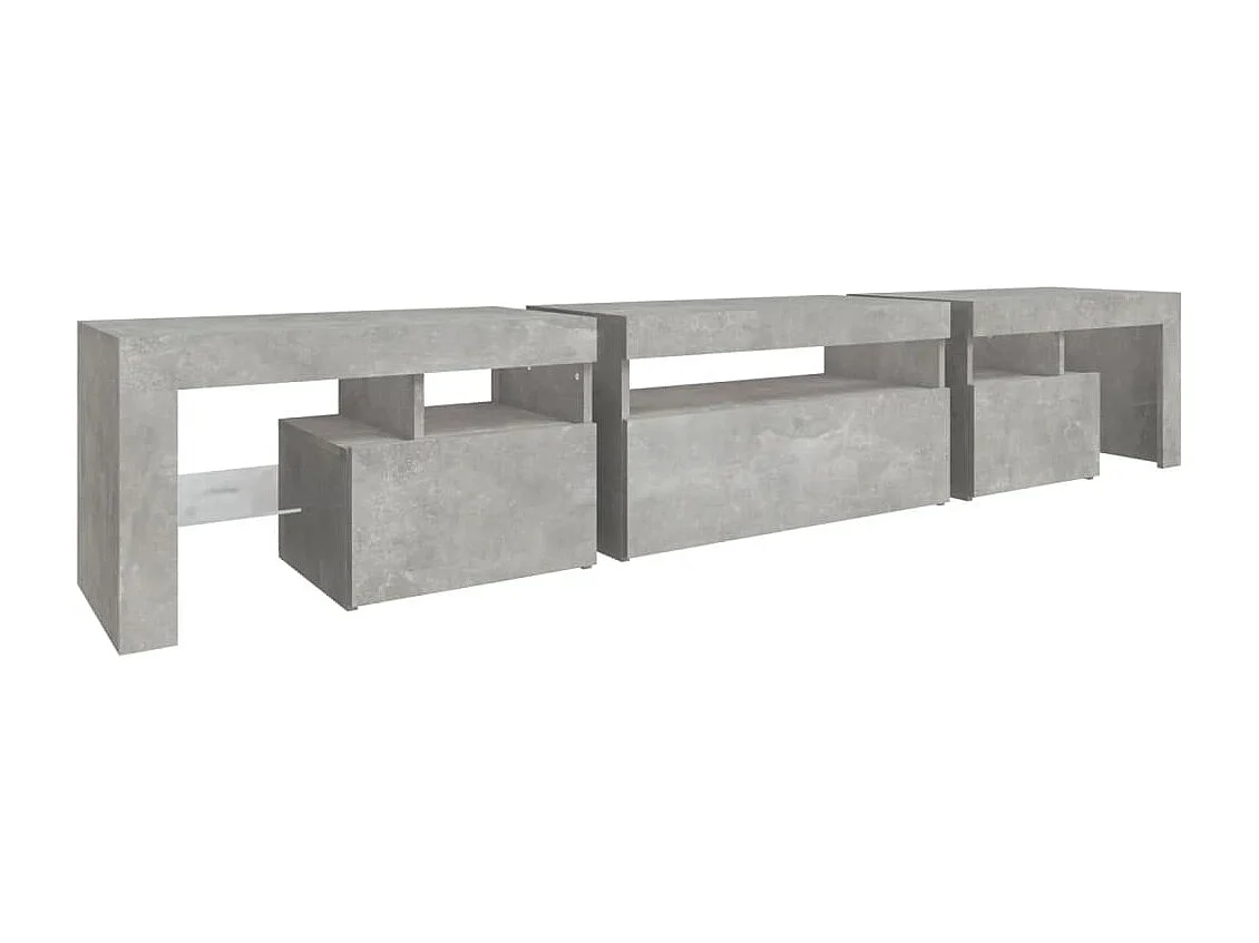 Tahlequah  Meuble TV avec lumières LED Gris béton 215x36,5x40 cm