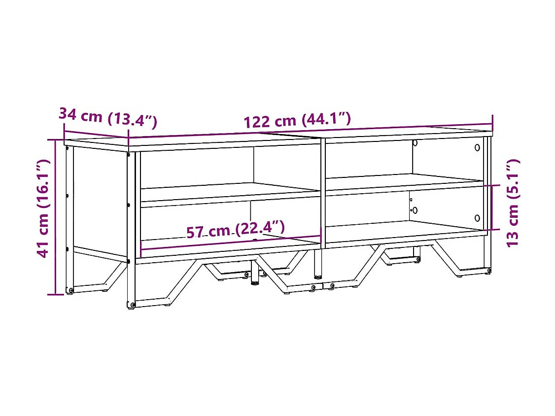 Zylar  Meuble TV noir 122x34x41 cm bois d'ingénierie