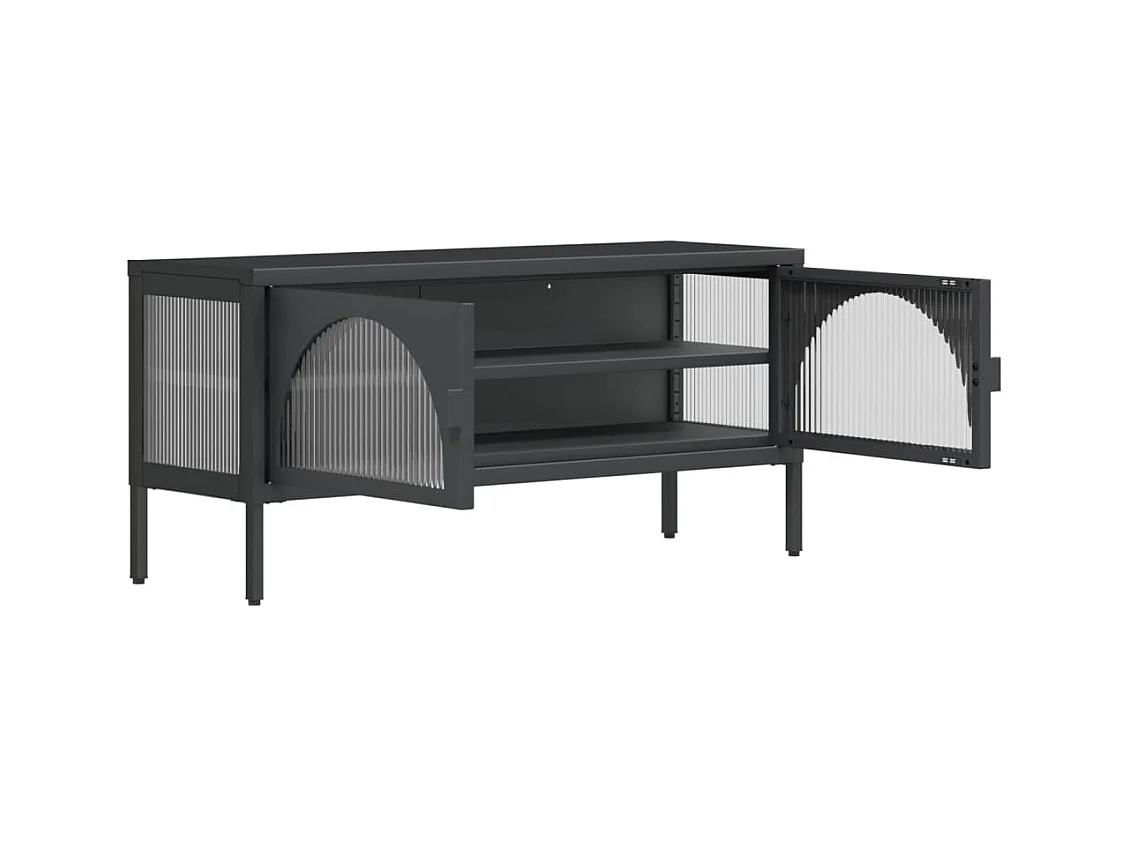 Garden Furniture -  Tv-meubel 105x35x50 cm glas en staal zwart