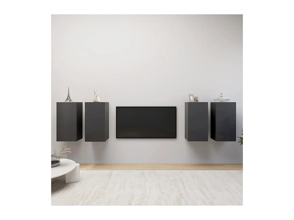 Lea  Meubles TV 4 pcs Gris 30,5x30x60 cm Bois d'ingénierie