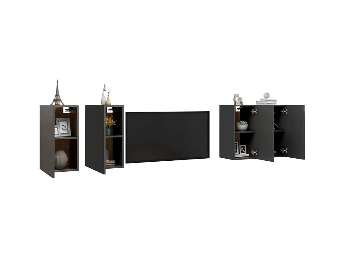 Lea  Meubles TV 4 pcs Gris 30,5x30x60 cm Bois d'ingénierie
