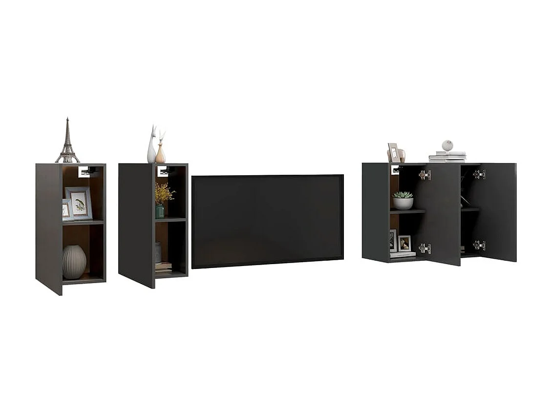 Lea  Meubles TV 4 pcs Gris 30,5x30x60 cm Bois d'ingénierie
