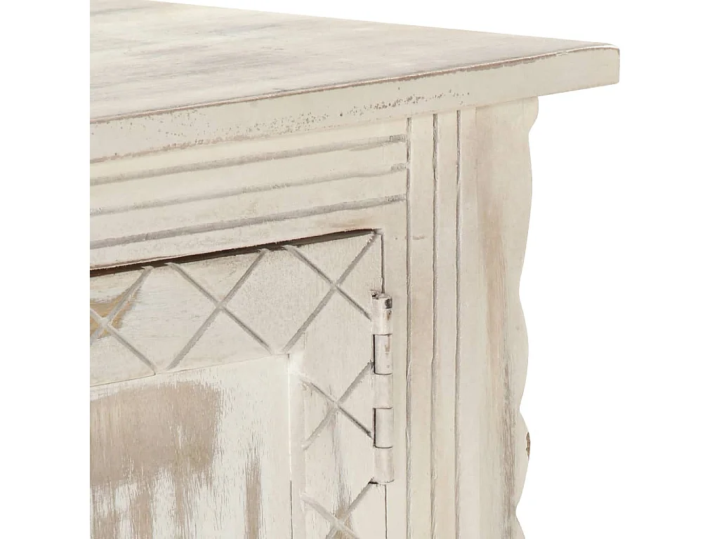 Garden Furniture -  Meuble TV Blanc 140x30x35 cm Bois massif de manguier