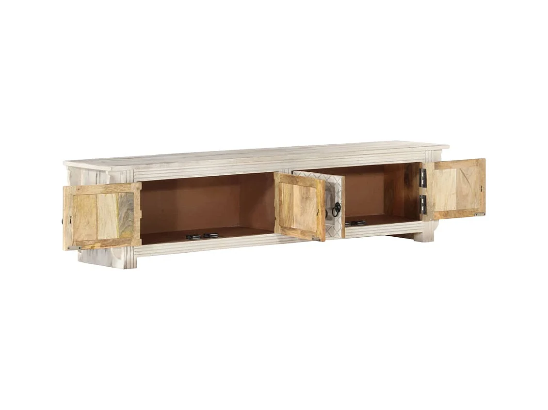 Garden Furniture -  Tv-meubel 140x30x35 cm massief mangohout wit