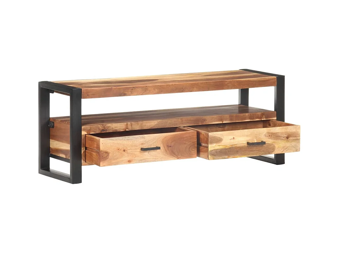 Gudrunn  Mueble de TV madera maciza con acabado miel 120x35x45 cm