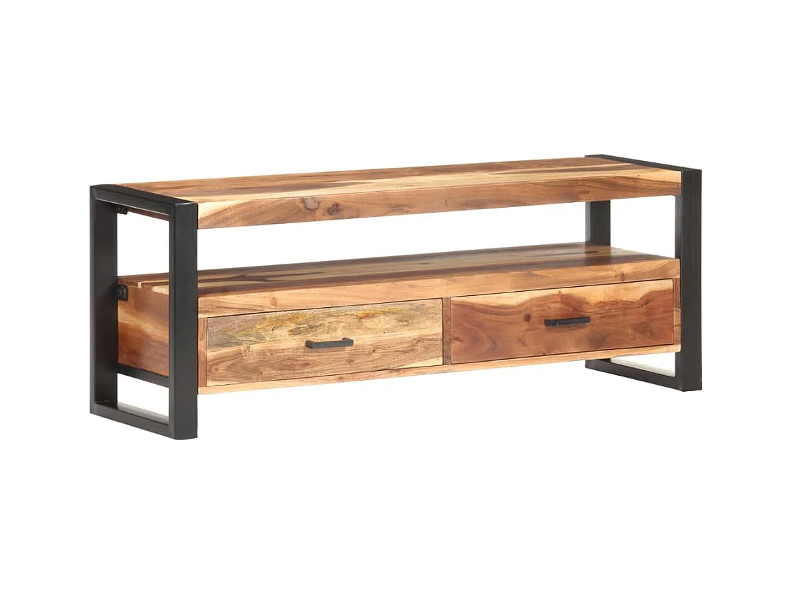 Gudrunn  Mueble de TV madera maciza con acabado miel 120x35x45 cm