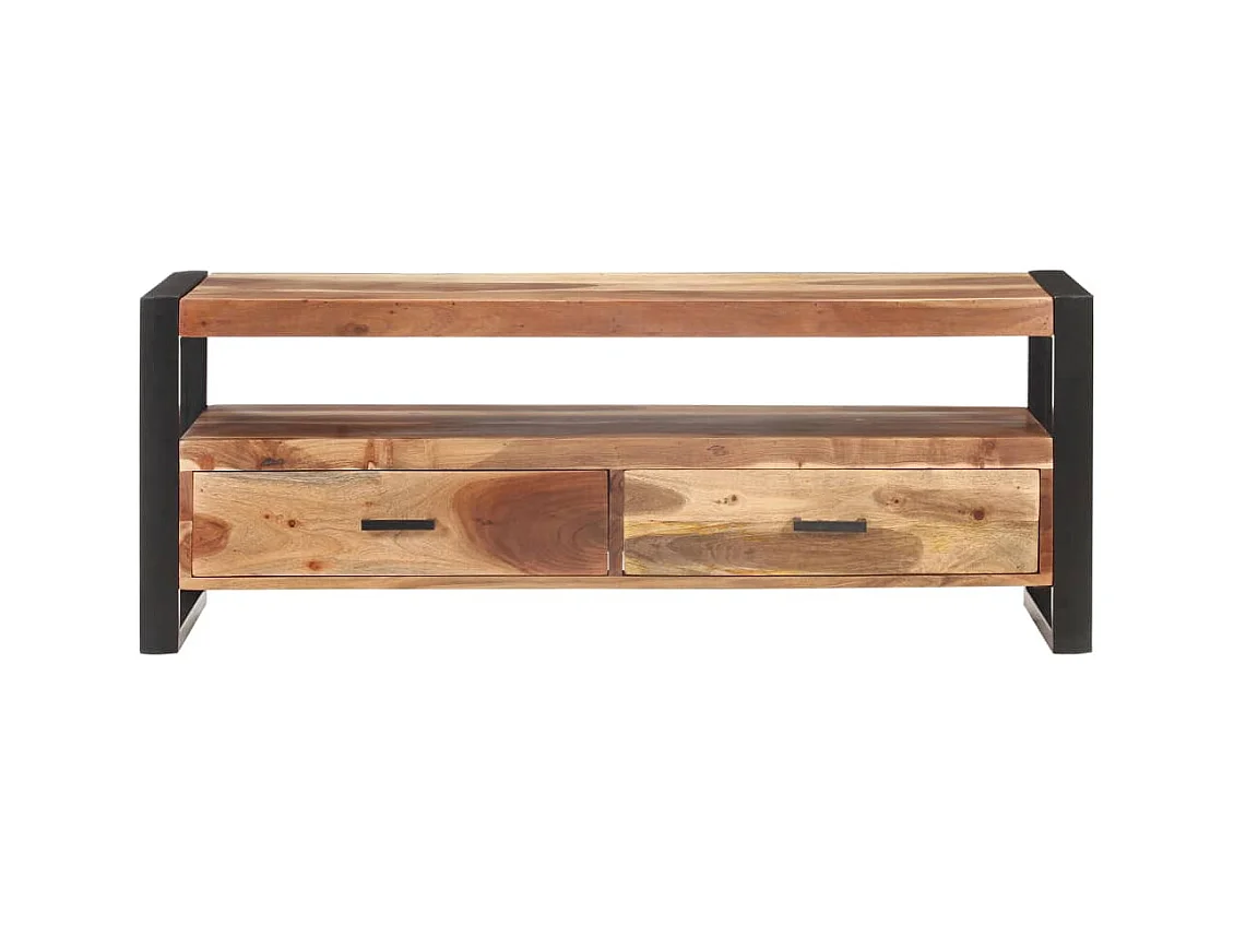 Gudrunn  Mueble de TV madera maciza con acabado miel 120x35x45 cm