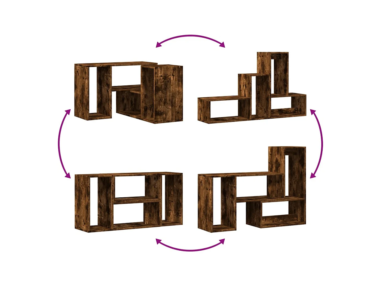 Dunmore  Meubles TV 2 pcs chêne fumé 75x30x50 cm bois d'ingénierie