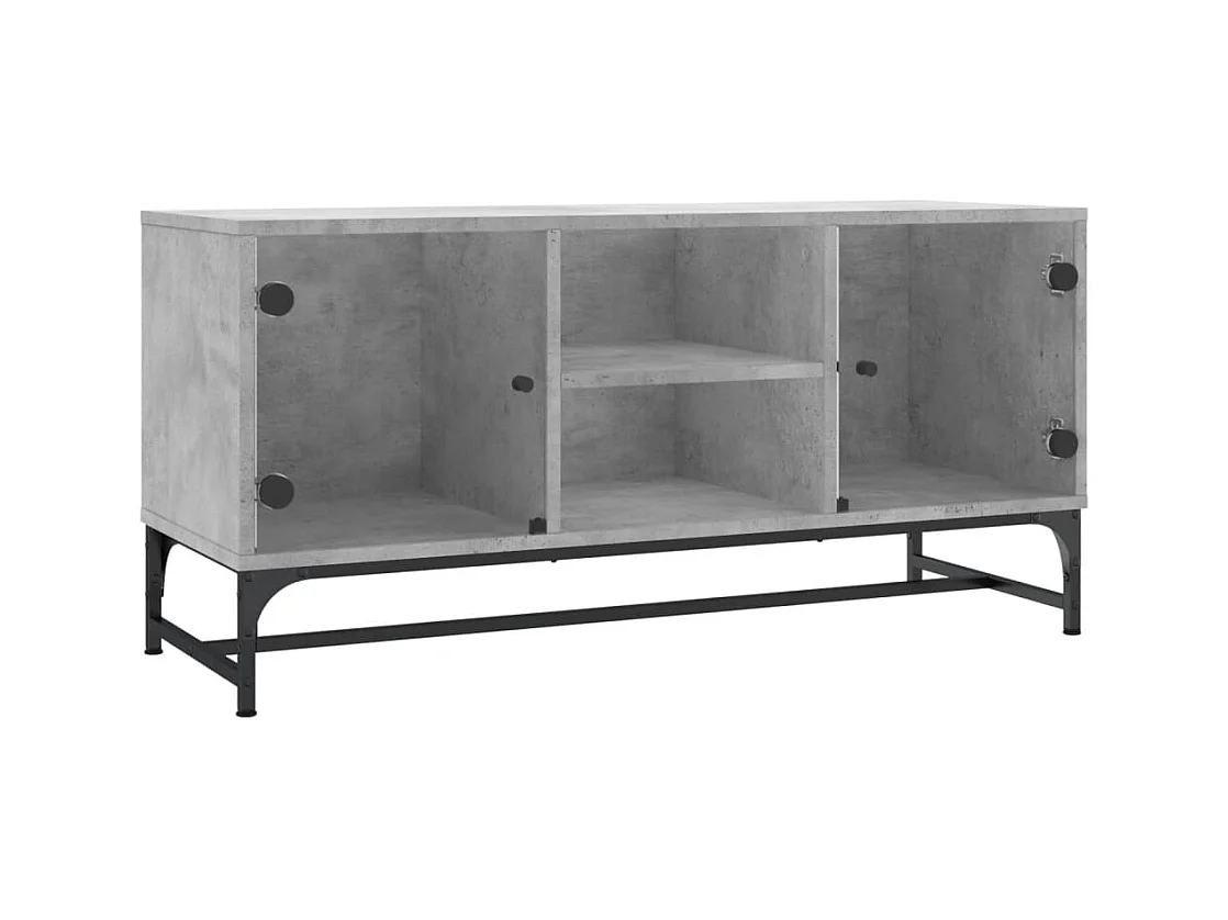 Nurmes  Mueble de TV con puertas de vidrio gris hormigón 102x37x50 cm