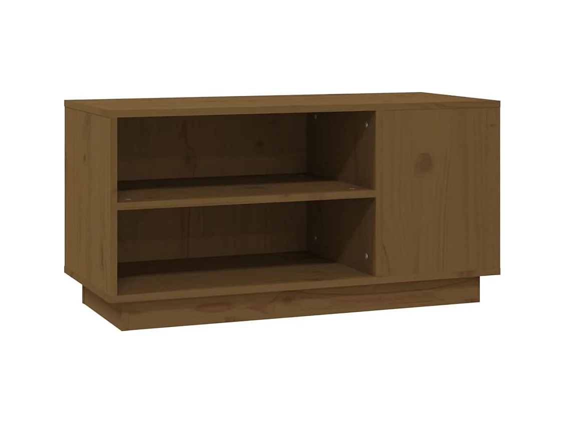 Harry Dean  Mueble de TV madera maciza de pino marrón miel 80x35x40,5 cm