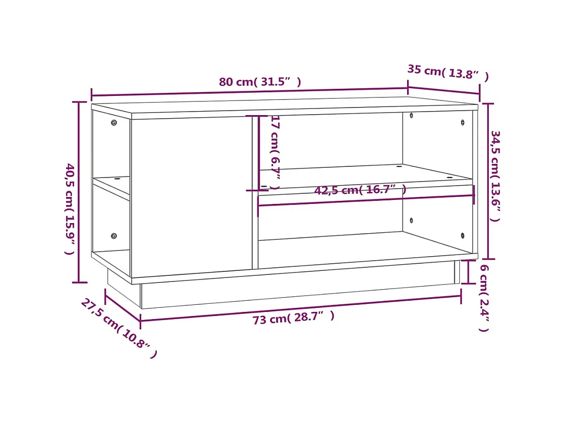 Harry Dean  Tv-meubel 80x35x40,5 cm massief grenenhout honingbruin