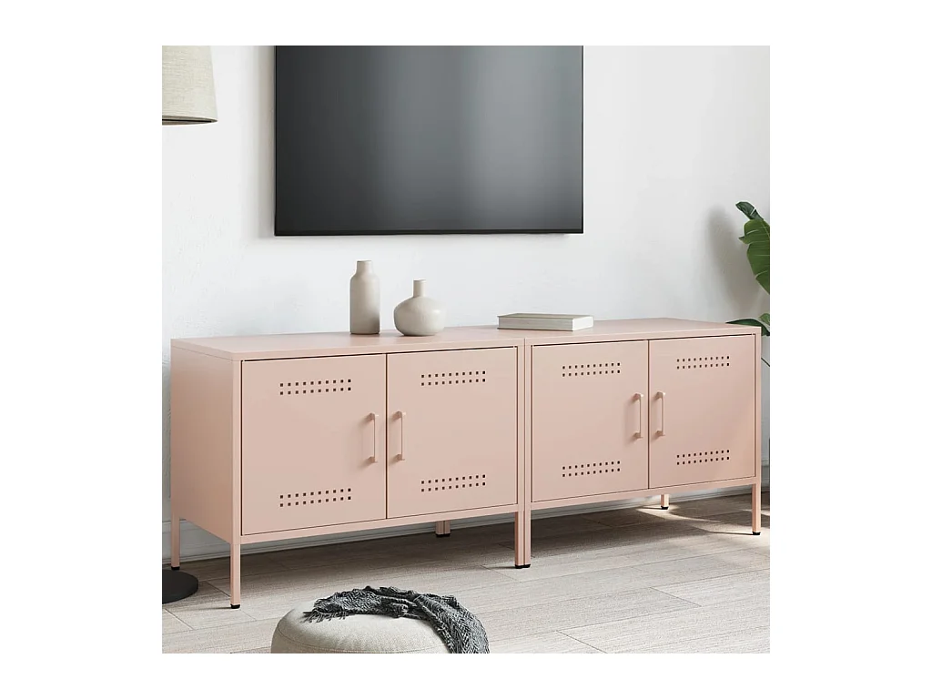 Raena  Meubles TV 2 pcs rose 68x39x50,5 cm acier