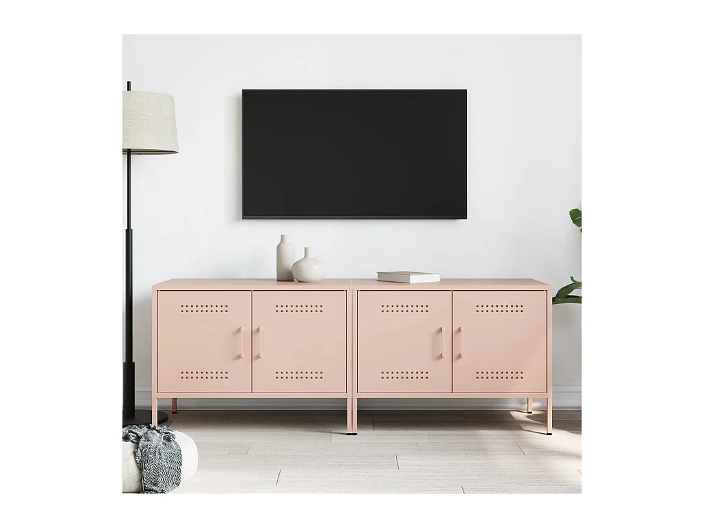 Raena  Meubles TV 2 pcs rose 68x39x50,5 cm acier