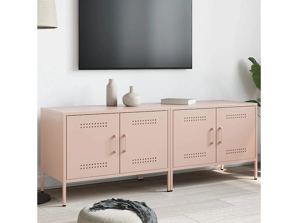 Raena  Tv-meubelen 2 st 68x39x50,5 cm staal roze