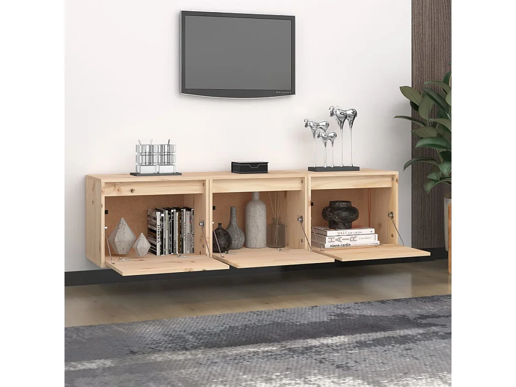 Licata  Muebles para TV 3 piezas madera maciza de pino