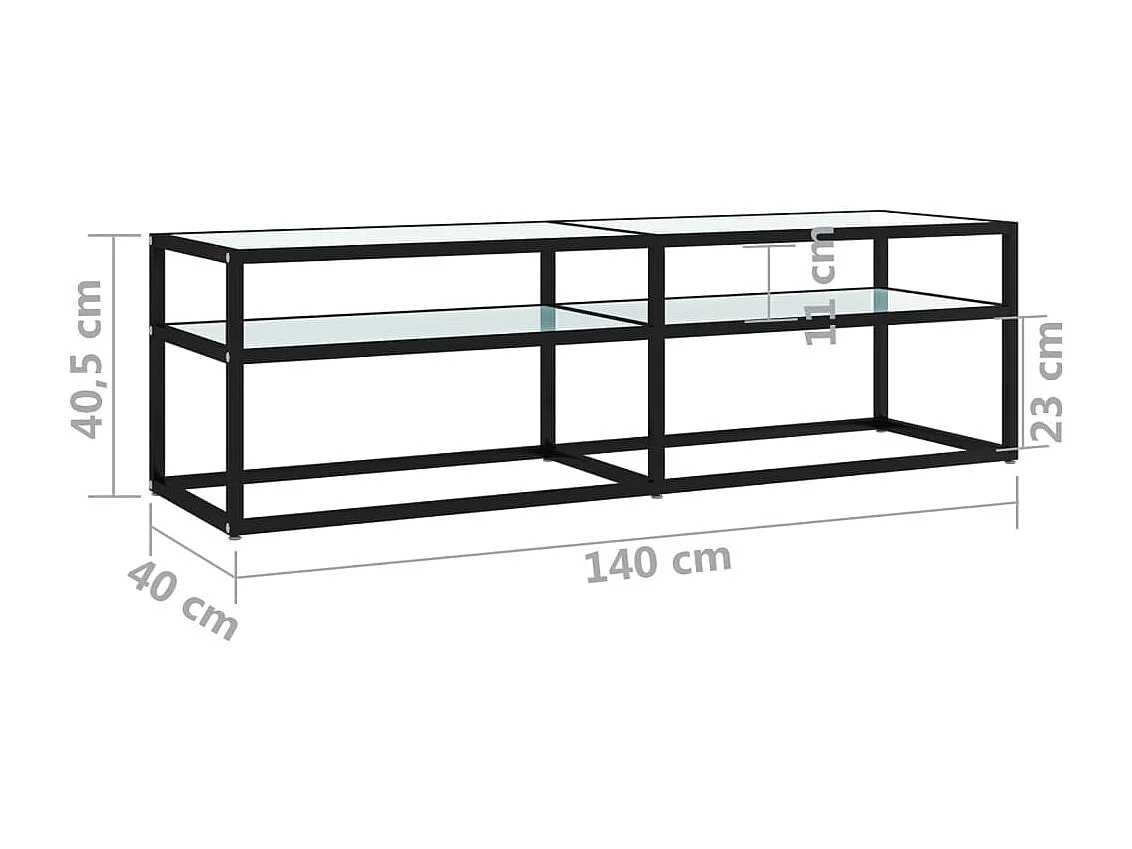 Ballypatrick  Meuble TV marbre blanc 140x40x40,5 cm verre trempé