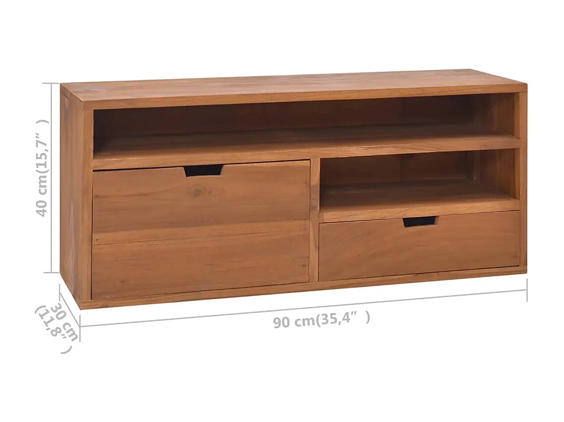 Fjorna  Meuble TV 90x30x40 cm Bois de teck massif