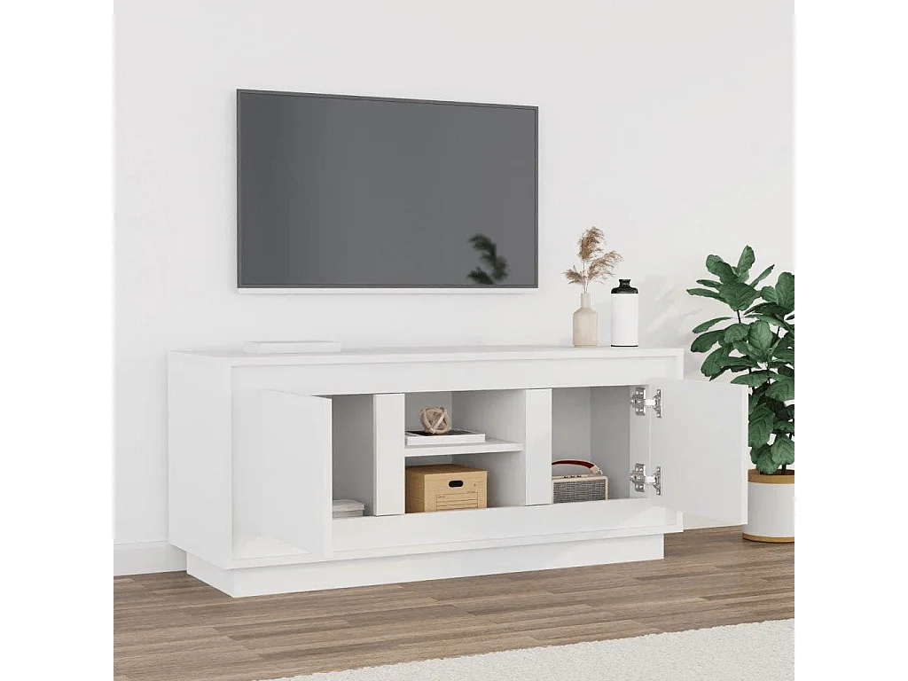 Kedron  Meuble TV blanc 102x35x45 cm bois d'ingénierie