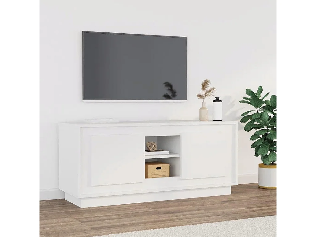 Kedron  Meuble TV blanc 102x35x45 cm bois d'ingénierie