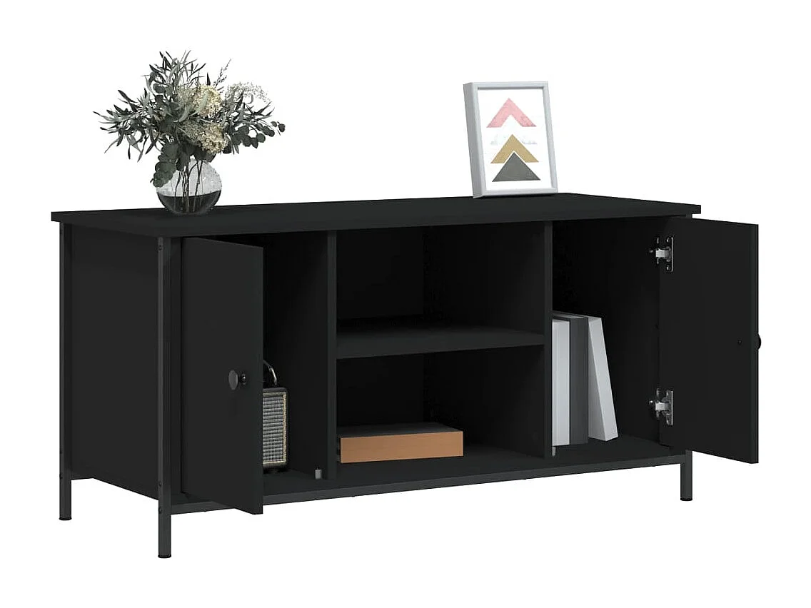 Xarnir  Meuble TV Noir 100x40x50 cm Bois d'ingénierie