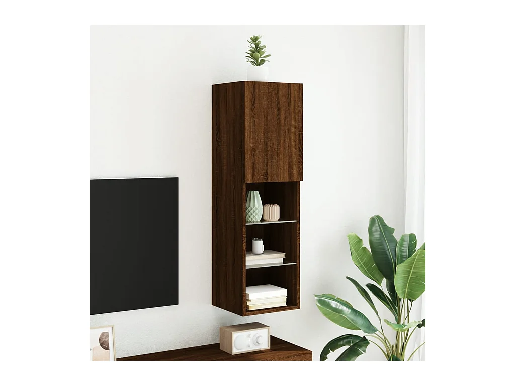 Almar  Meuble TV avec lumières LED chêne marron 30,5x30x102 cm