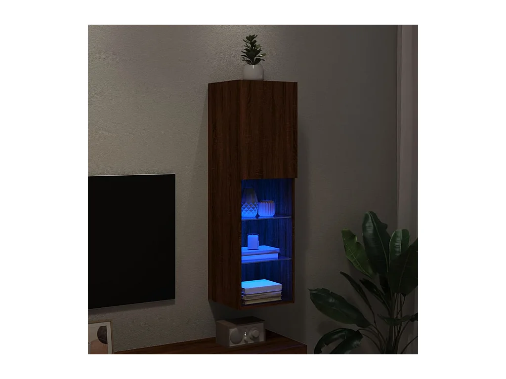 Almar  Meuble TV avec lumières LED chêne marron 30,5x30x102 cm