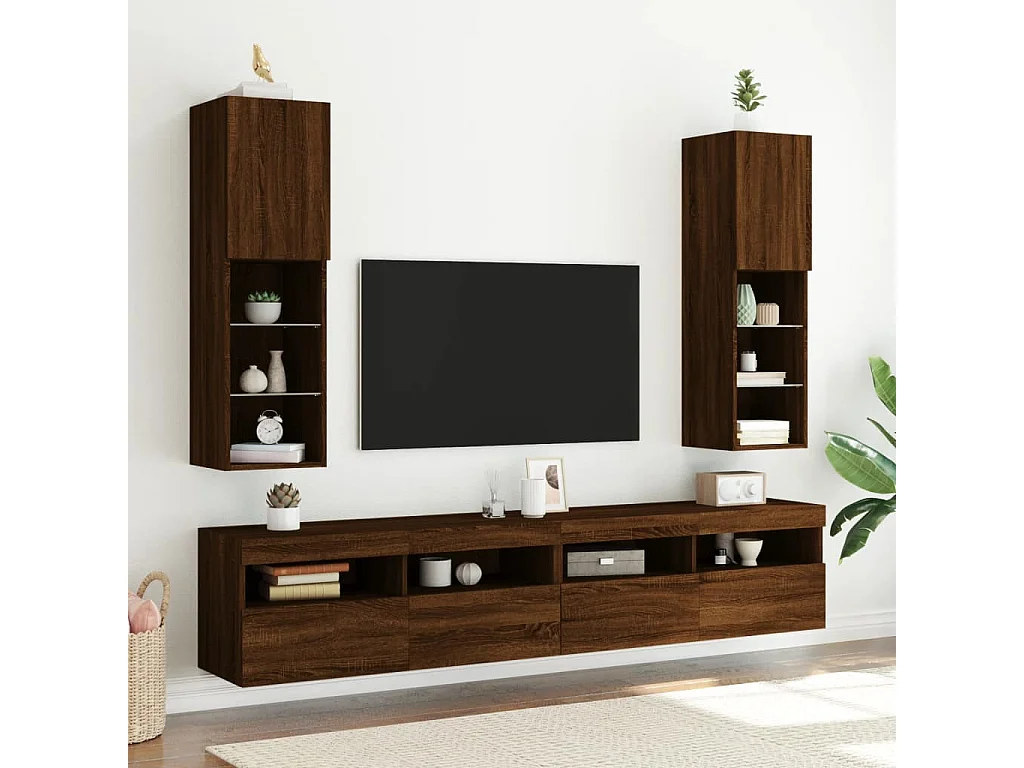Almar  Meuble TV avec lumières LED chêne marron 30,5x30x102 cm