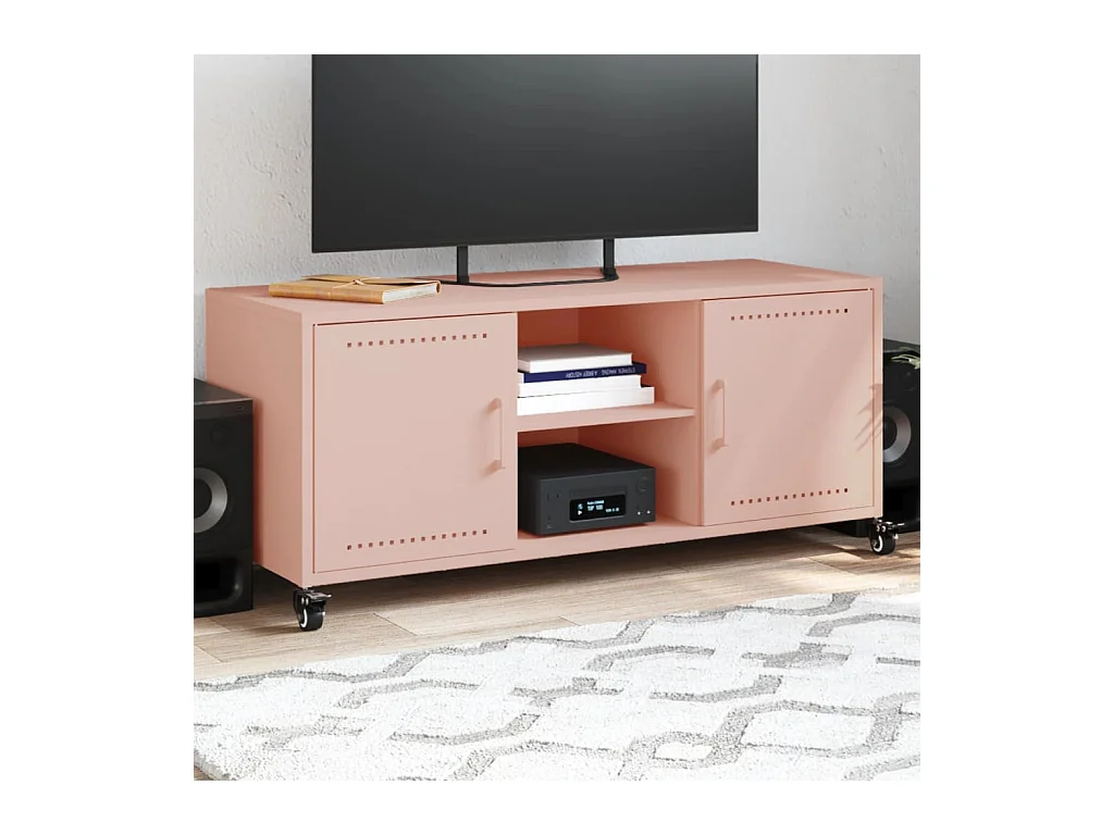 Cyprien  Meuble TV rose 100,5x39x43,5 cm acier