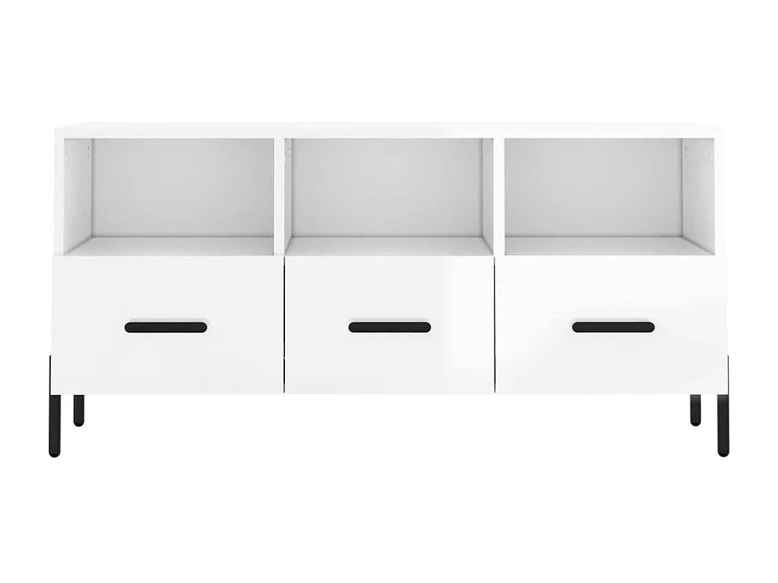 Abbeyfeale  Meuble TV Blanc brillant 102x36x50 cm Bois d'ingénierie