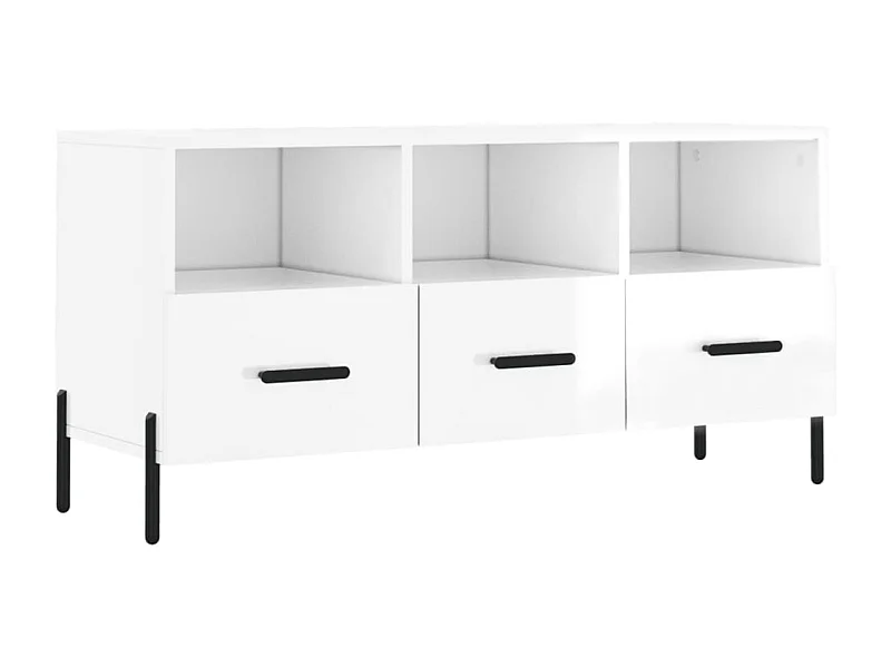 Abbeyfeale  Meuble TV Blanc brillant 102x36x50 cm Bois d'ingénierie