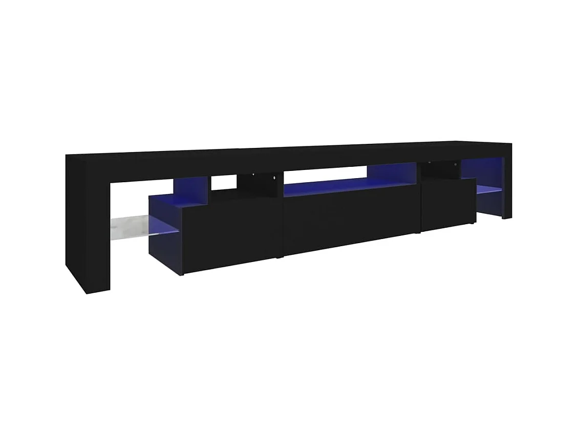 Tahlequah  Meuble TV avec lumières LED Noir 215x36,5x40 cm