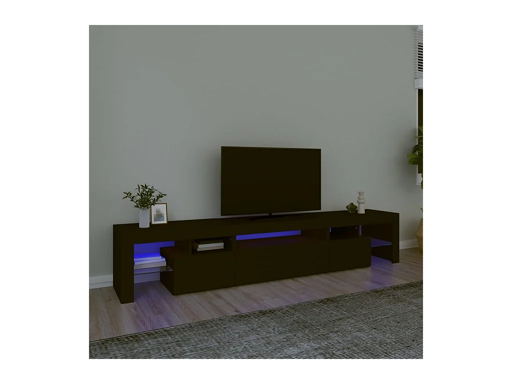 Tahlequah  Meuble TV avec lumières LED Noir 215x36,5x40 cm