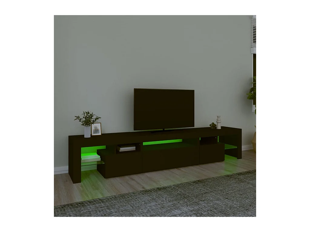 Tahlequah  Meuble TV avec lumières LED Noir 215x36,5x40 cm