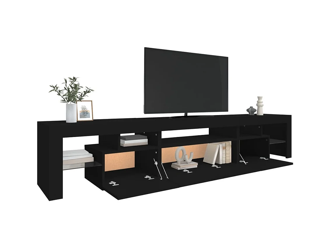 Tahlequah  Meuble TV avec lumières LED Noir 215x36,5x40 cm