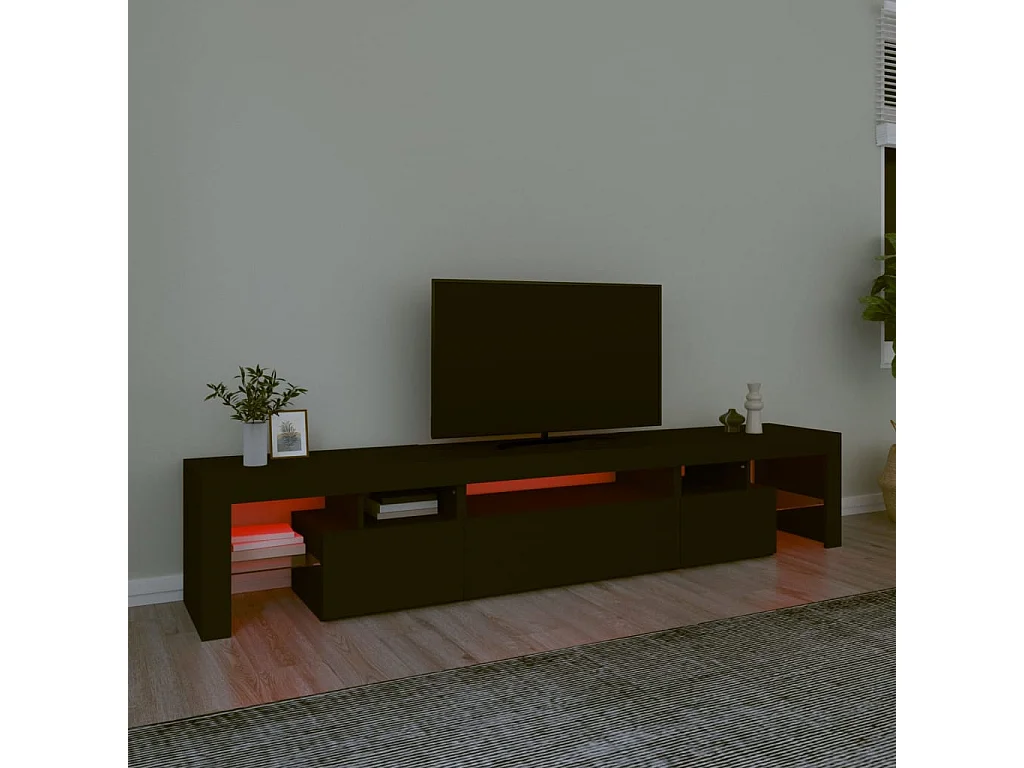 Tahlequah  Meuble TV avec lumières LED Noir 215x36,5x40 cm