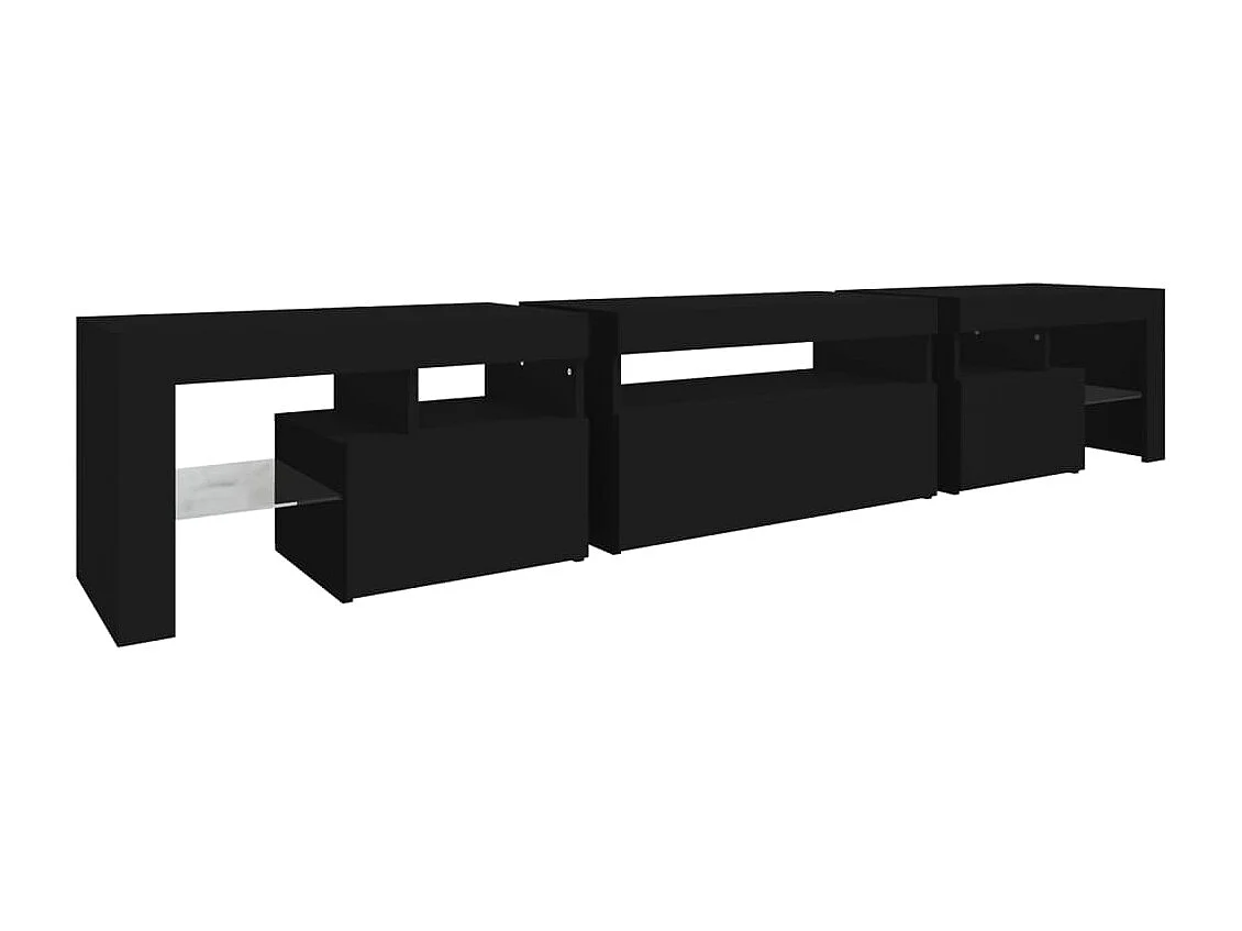 Tahlequah  Meuble TV avec lumières LED Noir 215x36,5x40 cm